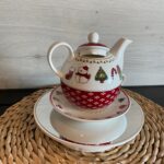 Teekannen-Set 3-teilig aus Porzellan.  Lawrence Grey Home – Teeset