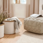 2er Set Aufbewahrungskorb Rund Natur Weiß Übertopf Geflochten Boho Baddeko Deko